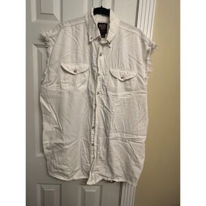 Vance Biker Wear Mens 3XL White Denim Vest Grim Reaper Graphic Gothic Moody